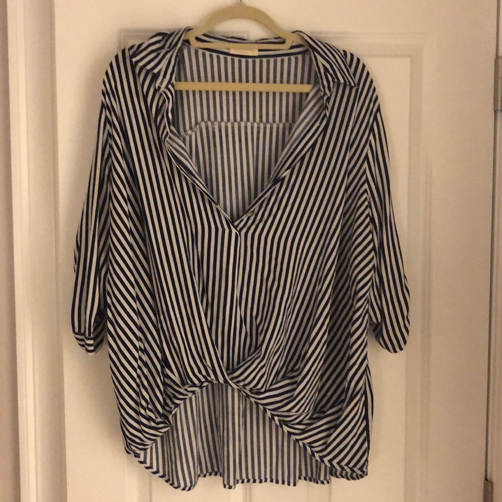 Navy & White Striped Blouse